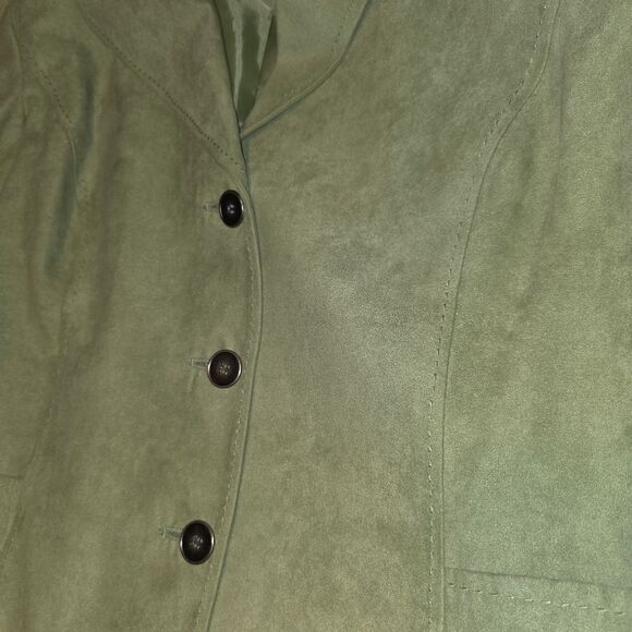 Dressbarn Vibrant Green Suede Like Blazer Size 16w - Picture 10 of 17